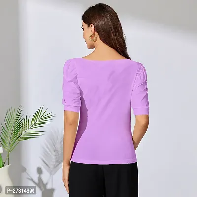 Stylish Purple Polyester Solid Top For Women-thumb3