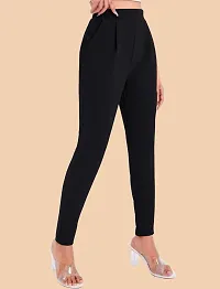 Elegant Black Polyester Solid Trousers For Women-thumb1