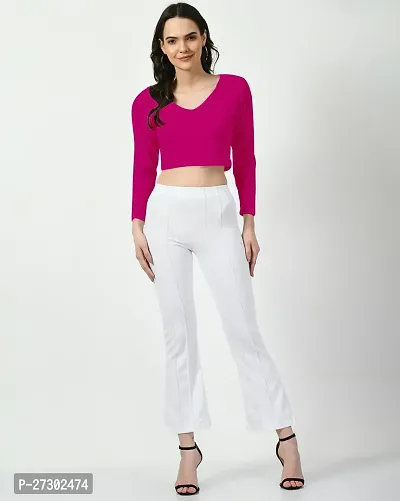 Elegant Pink Polyester Solid Top For Women-thumb4