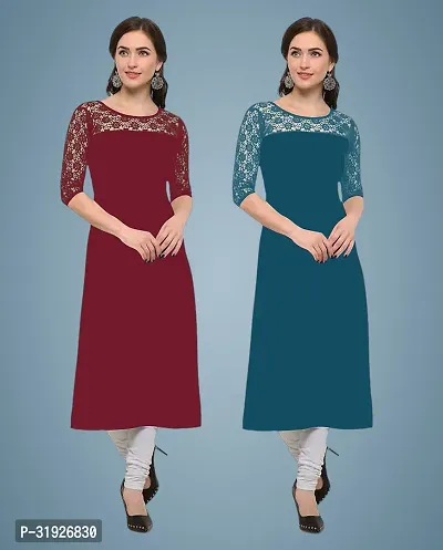 Elegant American Crepe And Rasel Net Kurta For Women- Pack Of 2-thumb0