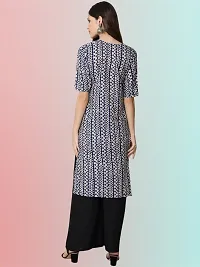 Stylish Navy Blue Crepe Solid Straight Kurta For Women-thumb1