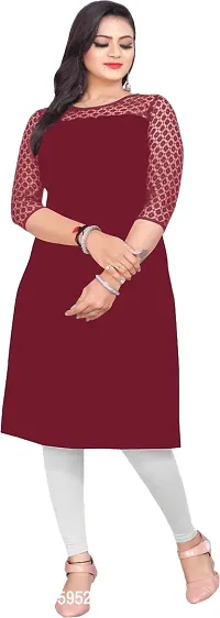 Elegant Maroon Crepe Net Round Neck Kurta For Women