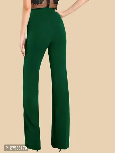 Elegant Green Polyester Solid Trousers For Women-thumb3