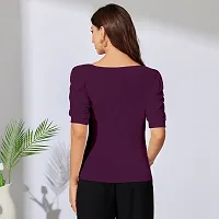 Elegant Purple Polyester Solid Top For Women-thumb2