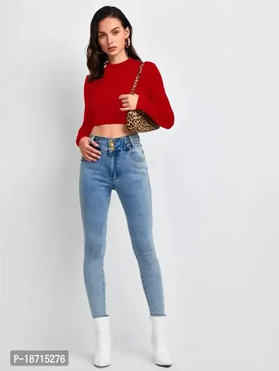 Stylish Polyester Solid Crop Top for Women-thumb3