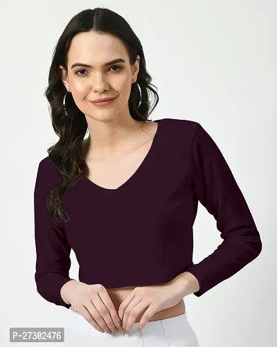 Elegant Purple Polyester Solid Top For Women-thumb0