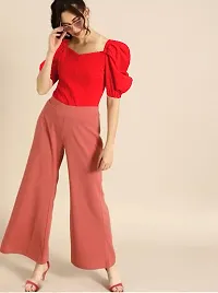 Stylish Red Knitted Polyester Solid Top For Women-thumb3