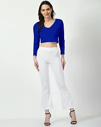 Elegant Blue Polyester Solid Top For Women-thumb3