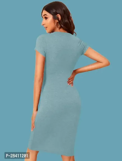 Stylish Turquoise Polyester Solid Fitted For Women-thumb3