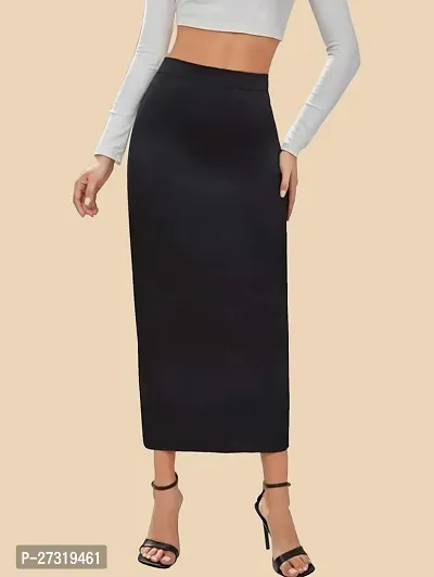 Elegant Black Polyester Solid Skirts For Women And Girls-thumb0