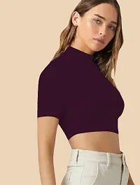 Elegant Purple Knitted Polyester Solid Top For Women-thumb1
