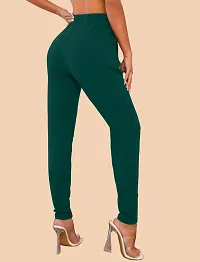 Elegant Green Polyester Solid Trousers For Women-thumb2