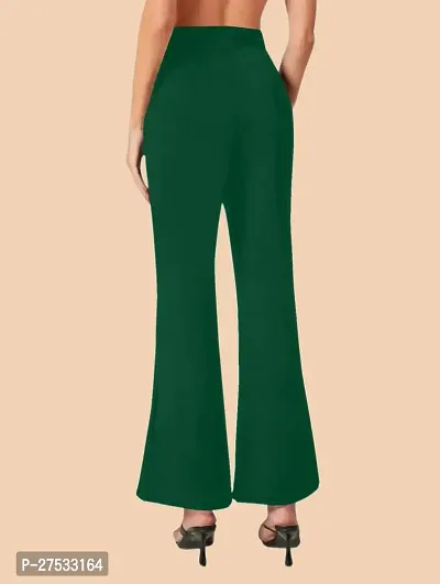 Elegant Green Polyester Solid Trousers For Women-thumb3