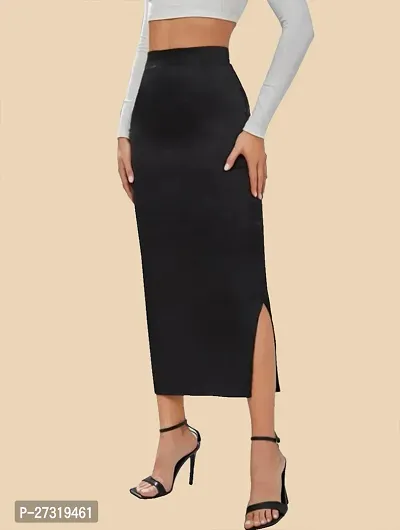 Elegant Black Polyester Solid Skirts For Women And Girls-thumb4