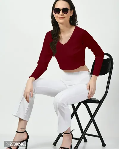 Elegant Maroon Polyester Solid Top For Women-thumb5