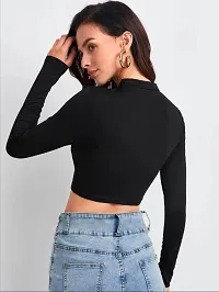 Stylish Polyester Blend Round Neck Full Sleeves Crop Top-thumb1