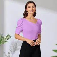 Stylish Purple Polyester Solid Top For Women-thumb1