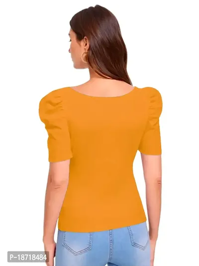 Maheshvi Casual Polyester Blend Square Neck and Puff Sleeves Stylish Top (23 Inches)-thumb3