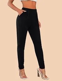 Elegant Black Polyester Solid Trousers For Women-thumb1