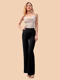 Elegant Black Polyester Solid Trousers For Women-thumb1