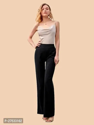 Elegant Black Polyester Solid Trousers For Women-thumb2