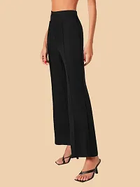 Elegant Black Polyester Solid Trousers For Women-thumb3