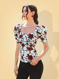 Elegant Red Polyester Printed Top For Women-thumb3