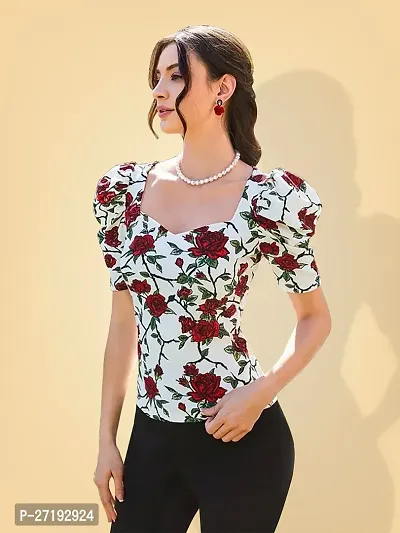 Elegant Red Polyester Printed Top For Women-thumb4