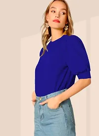 Maheshvi Women's Puff/Baloon Sleeves V-Neck Casual Top (23 Inches)-thumb3