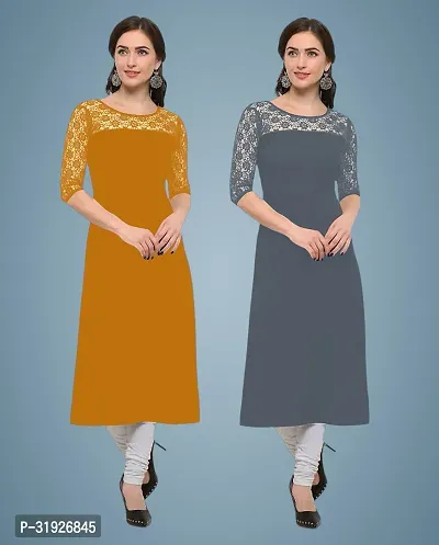 Elegant American Crepe And Rasel Net Kurta For Women- Pack Of 2