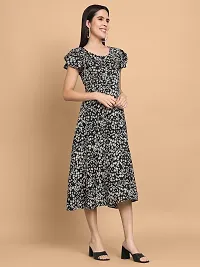 Stylish Black Polyester Printed Fit And Flare Dress For Women-thumb4