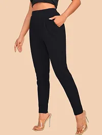 Elegant Black Polyester Solid Trousers For Women-thumb1