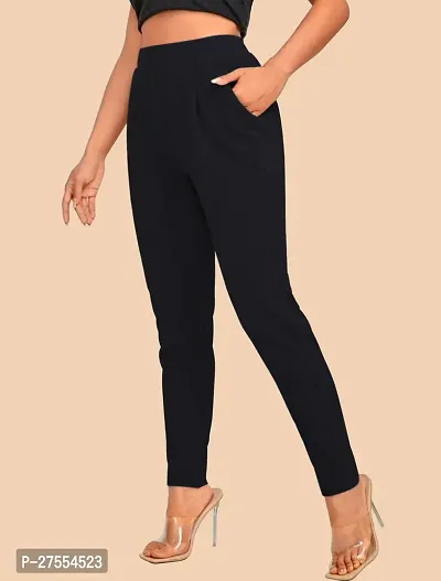 Elegant Black Polyester Solid Trousers For Women-thumb2