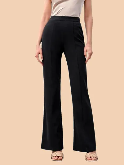 Womens High Waist Bell Bottom Trouser, Elastic Flared Bootcut Pants, Stretchy Parallel Leg for Casual Office Work wear