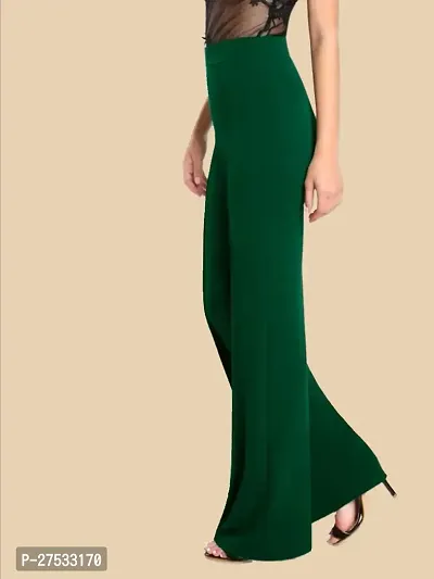 Elegant Green Polyester Solid Trousers For Women-thumb2