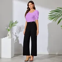 Stylish Purple Polyester Solid Top For Women-thumb3