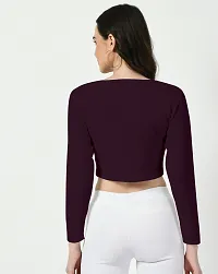 Elegant Purple Polyester Solid Top For Women-thumb2