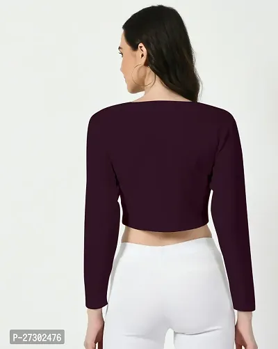 Elegant Purple Polyester Solid Top For Women-thumb3