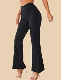 Stylish Black Polyester Solid Regular Fit Trousers For Women-thumb1