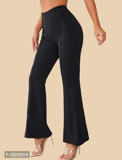 Stylish Black Polyester Solid Regular Fit Trousers For Women-thumb2