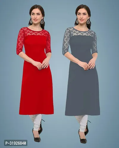 Elegant American Crepe And Rasel Net Kurta For Women- Pack Of 2-thumb0