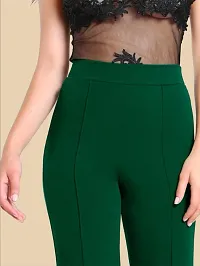 Elegant Green Polyester Solid Trousers For Women-thumb3