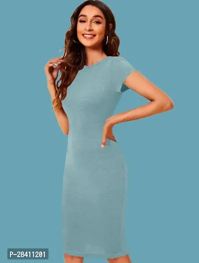 Stylish Turquoise Polyester Solid Fitted For Women-thumb2