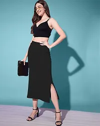 Casual Polyester Blend Solid Midi Stylish Skirt For Women-thumb3