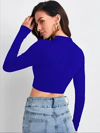 Maheshvi Polyester Blend Round Neck Full Sleeves Stylish Crop Top for Women (16 Inches)-thumb3