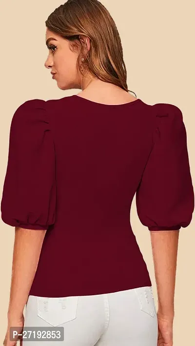 Elegant Maroon Polyester Solid Top For Women-thumb3