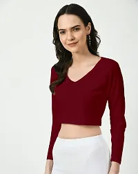 Elegant Maroon Polyester Solid Top For Women-thumb1