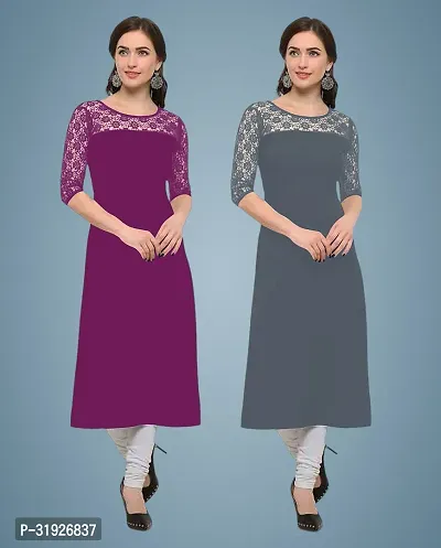 Elegant American Crepe And Rasel Net Kurta For Women- Pack Of 2