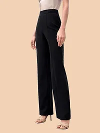 Elegant Black Polyester Solid Trousers For Women-thumb2