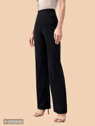 Elegant Black Polyester Solid Trousers For Women-thumb3